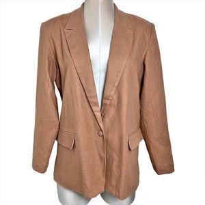 New Abercrombie & Fitch Tan Linen Blend Oversized Blazer Size M